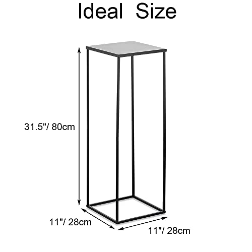 Black Tall Plant Stand: 31.5in, With Metal Panel, Packs of 2 | Columnar Cube Shape, Easy to Assembly, Flowers Cakes Drinks Display Table Centerpieces for Wedding Party Event - color: Black-2PSC, size: 31.5 inches - 2 Pcs