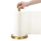 Paper Towel Holder Countertop, Brushed Gold Paper Towel Holder Stand Papertowel Holder with Stable Weighted Base, Free Standing Paper Towel Roll Holder for Kitchen Bathroom