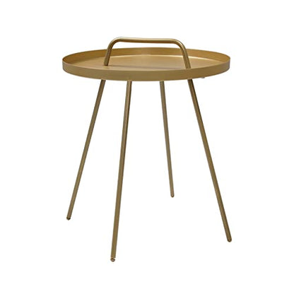 Grand patio Outdoor Side Table with Handle Portable Small End Table 17-in Round Side Coffee Table Gold - color: Gold With Handle