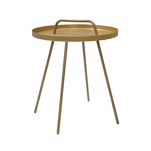 Grand patio Outdoor Side Table with Handle Portable Small End Table 17-in Round Side Coffee Table Gold - color: Gold With Handle