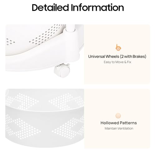 3-Tier Adjustable Kitchen Storage Rack,3 Layer Rotating Vegetable Organizer with Lockable Casters,Multi-Layers Rotatable Baskets for Kitchen Bathroom Living Room,White - size: 3-Tier