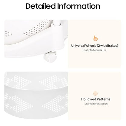 3-Tier Adjustable Kitchen Storage Rack,3 Layer Rotating Vegetable Organizer with Lockable Casters,Multi-Layers Rotatable Baskets for Kitchen Bathroom Living Room,White - size: 3-Tier