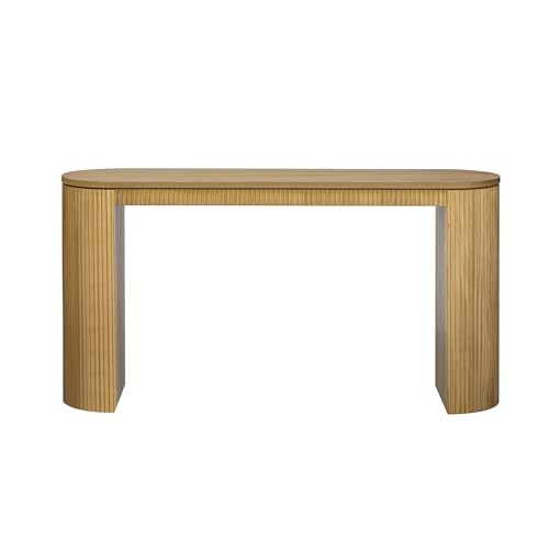 59.2-Inch Console Table for Entryway, Modern Hallway Table with Unique Vertical Stripe Design, for Living Room and Study (Natural-01) - color: Natural-01