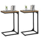 FDW C-Shaped End Table Wooden Top Side Table Adjustable Feet Small Cough Table Bedside End Table with Metal Frame for Bedroom Living Room,Set of 2,Brown - color: Brown