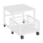 HOOBRO End Table, Mini Fridge Stand with Storage, Mini Fridge Table with Wheels and Adjustable Feet, Sturdy Metal Frame, for Living Room, Bedroom, Office, White WW155TL01 - color: White