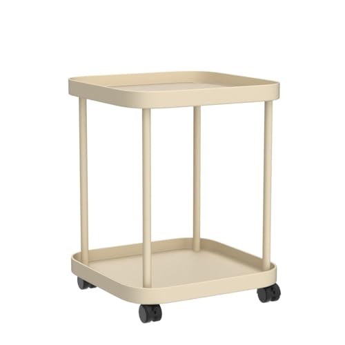 Side Table with Wheels, End Table Living Room Plastic Mobile Sofa Side Table Small Night Stand Bedroom Khaki - color: Khaki, size: 1 Pack