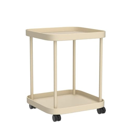 Side Table with Wheels, End Table Living Room Plastic Mobile Sofa Side Table Small Night Stand Bedroom Khaki - color: Khaki, size: 1 Pack
