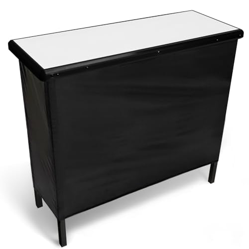PartyLife NEW & Improved Portable Bar Table w/Folding Legs, 2 Bar Skirts, Heavy-Duty Storage Shelf & Carrying Case - White - color: White, size: Standard, style: Base Model