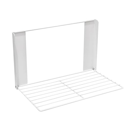 LEQ Clothes Drying Rack Magnetic Folding Shelf for Clothes and Towels, Magnet Rack Mount on Washing Machine Fridge, Durable Folding Rack for Laundry Room Bathroom Kitchen - color: White