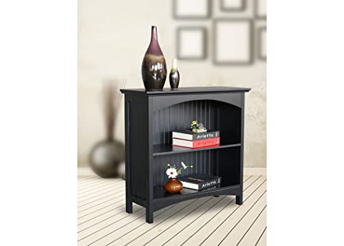 eHemco 2 Tier Bookcase, 29 Inches, Black | 2 Arched Supports - color: Black, size: 2 Tier