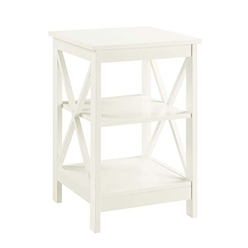 Convenience Concepts Oxford End Table 15.75" - Modern Living Room Table with Storage Shelves, Transitional Nightstand Side Table for Home Decor and Display, Ivory - color: Ivory
