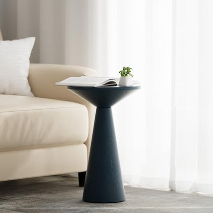 COZAYH Small Pedestal End Table Round Farmhouse Martini Table Wood Plant Stand Rustic Drink Table for Small Space Living Room, Dark Blue - color: Dark Blue
