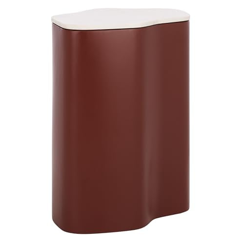 SAFAVIEH Home Collection – Kanon Bordeaux Base & White Marble Top Accent Table, Sculptural Modern Design, Fully Assembled (ACC3235B) - color: White/Bordeaux