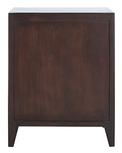 SAFAVIEH Furniture - Thea 1-Door Carved Nightstand - Brown - Mango Wood - Artisan Global Design - Ideal for Bedroom, 20"W x 14"D x 26"H - Fully Assembled (NST5300A) - color: Brown