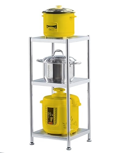 susunnus Stainless Steel Shelves 13.8in-3 Tier, Corner Shelf, Storage Shelves, Narrow Metal,Stainless Steel Shelf, Kitchen Storage Rack for Small Spaces Tall Skinny Shelf - size: 13.8in*13.8in-3T
