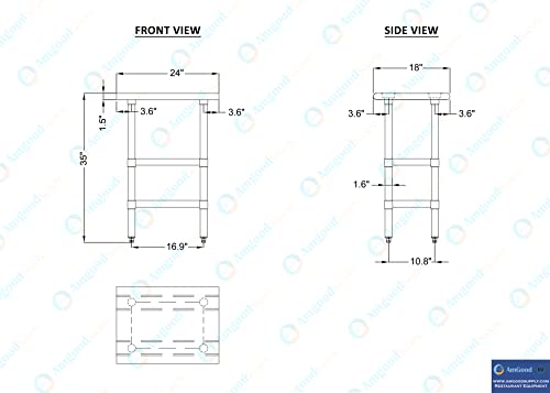 Stainless Steel Work Table with 2 Shelves | Metal Utility Table | Commercial & Residential NSF Utility (Stainless Steel Table with 2 Shelves, 24" Long x 18" Deep) - size: 24" Long x 18" Deep