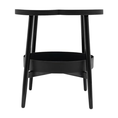 2-Tier Modern Side Table for Couch, Four-Leaf Clover Shape End Table Small Nightstand Coffee Tea Table Snack Table Sofa Side Table with Storage for Living Room Bedroom - color: Black