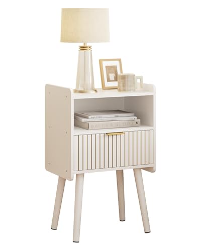 Night Stand, Modern Side Table, Small Nightstand, Wood Bedside Table with Storage Drawer End Table for Bedroom,Living Room,Office,White - color: White