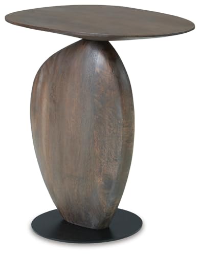 Signature Design By Ashley Cormmet Industrial Accent Table with Metal Base, Dark Brown & Black