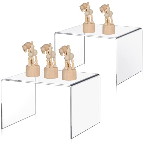 RattanView 2 Pcs 8 Inch, 10 Inch Large Acrylic Risers Display Stands 5 mm Thick Acrylic Shelf Riser Showcase for Collectibles Jewelry Cupcakes Food Figures Perfume Cabinet (Clear) - color: Clear, size: 8 Inch, 10 Inch, 5 mm