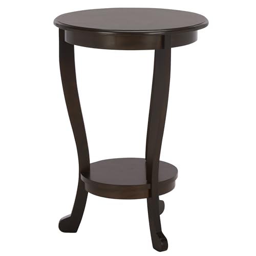 SAFAVIEH Furniture - Mary Pedestal Table - Dark Chocolate - Solid Wood - Farmhouse Pedestal Design - Ideal for Living Room, Entryway, Home Office, 18.1" W x 18.1" D x 26" H (AMH5711F) - color: Dark Chocolate
