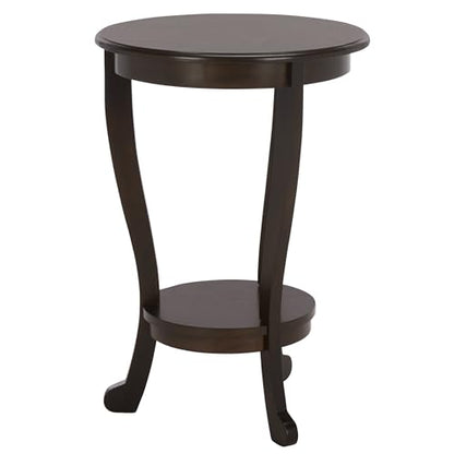 SAFAVIEH Furniture - Mary Pedestal Table - Dark Chocolate - Solid Wood - Farmhouse Pedestal Design - Ideal for Living Room, Entryway, Home Office, 18.1" W x 18.1" D x 26" H (AMH5711F) - color: Dark Chocolate