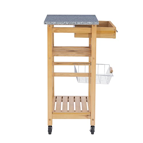 Linon Kitchen Island Granite Top, 33.88" x 22.8" x 15.63", Natural - color: Daa, style: Whitney
