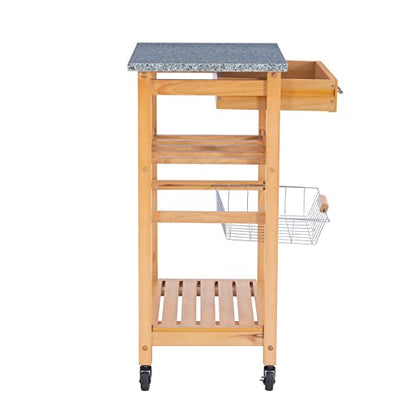 Linon Kitchen Island Granite Top, 33.88" x 22.8" x 15.63", Natural - color: Daa, style: Whitney