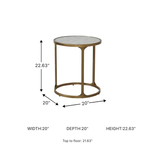 Signature Design by Ashley Korajane Transitional Metal End Table with Tempered Glass Top, Metallic - color: Antique Gold