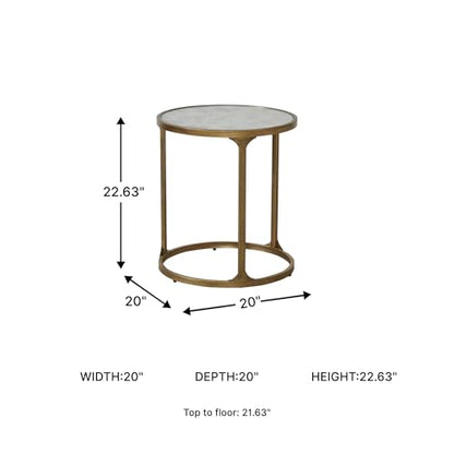 Signature Design by Ashley Korajane Transitional Metal End Table with Tempered Glass Top, Metallic - color: Antique Gold