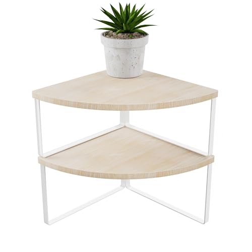 Kitchen Corner Shelf, Corner Spice Rack, Counter Shelf, Stackable | Kitchen Counter Organizer, Plate Organizer for Cabinet, 2-Tier Corner Countertop Shelf, Corner Desk Shelf, Natural Beige - color: Natural Beige, size: Stacked Utility