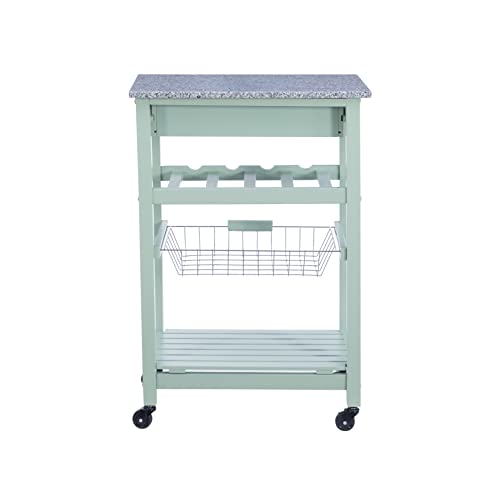 Linon Kitchen Island, Green, 15.75 x 22.83 x 33.86 Inches - color: Green and Granite, style: Whitney