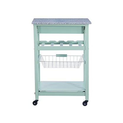 Linon Kitchen Island, Green, 15.75 x 22.83 x 33.86 Inches - color: Green and Granite, style: Whitney