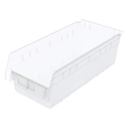 Akro-Mils 30088 Plastic Nesting ShelfMax Storage Bin Box, (18-Inch x 8-Inch x 6-Inch), Clear, (8-Pack) - color: Clear