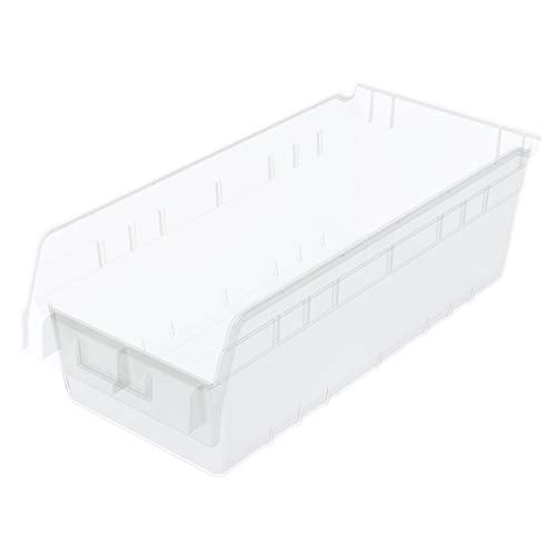 Akro-Mils 30088 Plastic Nesting ShelfMax Storage Bin Box, (18-Inch x 8-Inch x 6-Inch), Clear, (8-Pack) - color: Clear