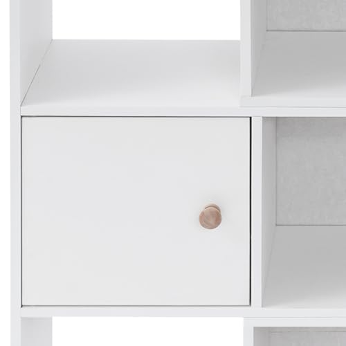 Open Shelf Low Bookcase, Extendable Length, 3 Tier Wooden Bookshelf Freestanding Organizer Display Shelf for Bedroom Living Room Office Study Small Space (Warm White) - color: Warm White
