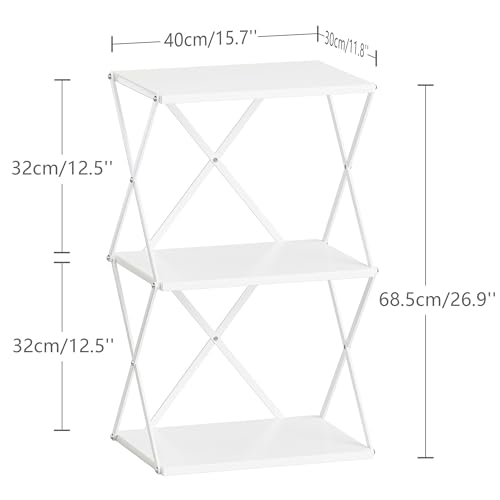 3-Tier End Table Small Side Table Tall Bedside Night Stand with Storage Sofa Side desks for Living Room Bedroom Office Bathroom Small Space White ET-03W - color: White High
