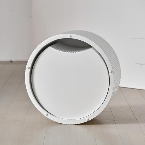 Round Nesting Coffee Table Set of 2 Modern Cream Fluted Coffee Table Small Round End Table Crescent Side Table Circular Coffee Tables Nested Coffee Tables for Living Room (Cream Large) - color: Cream Large
