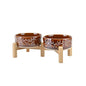 SPUNKYJUNKY Elevated Dog Bowls Ceramic, 5.1'' Dogs and Cat Food Water Bowls Raised with Non-Slip Bamboo Stand for Puppy Small Sized Breed Microwave Dishwasher Safe - 13.5 OZ,Skull Bronze - color: Bronze - Skull, size: 5.1 in - 1.7 cups