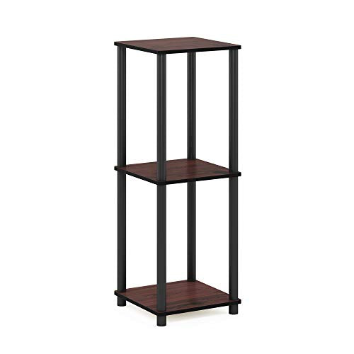 Furinno TURN-N-TUBE Side Table Set of 2, 2-Tier Modern Square End Table with Open Shelf, Toolless Stackable Night Stand, Bedside Table, for Living Room, Bedroom, Dark Cherry - color: Dark Cherry, size: 2-Pack, 2-Tier, style: 2-Pack