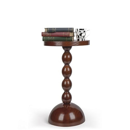 Wooden Side Table for Small Spaces, Drink Table, Mini Side Table, Little Tiny Drink Stand, Wooden Spindle, High Pedestal Table, Kitchen, Bar, Small Living Spaces, Dark Brown