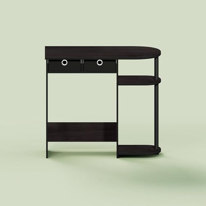 Ipoh Computer Desk, 32 Inch Writing Desk, Study Desk with Side Shelves and Bin Storage, for Home Office, Study Room, Mocha Charcoal - color: Mocha Charcoal