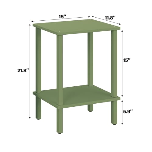 TUTOTAK End Table, Set of 2, Side Table, Nightstand, 2-Tier Storage Shelf, Sofa Table for Small Space, Living Room, Bed Room, Olive Green TB01BOG035 - color: Olive Green