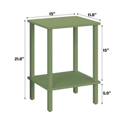 TUTOTAK End Table, Set of 2, Side Table, Nightstand, 2-Tier Storage Shelf, Sofa Table for Small Space, Living Room, Bed Room, Olive Green TB01BOG035 - color: Olive Green