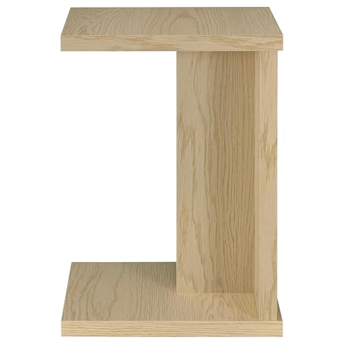 Coaster Home Furnishings - Clower - Wood - C-Shaped Side Table with Rectangular Top, Open Form, and Square Edges - Living Room - Light Oak - 930275 - color: Light Oak