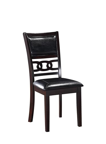 New Classic Furniture Gia Dining Chair (Set of Four), Black PU Upholstered Seat & Back Rest, Ebony - color: Ebony, size: Set of 4, style: Dining Chair