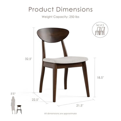 Furniture of America Nazaen V Mid-Century Modern Solid Wood 21.5-inch Side Chairs with Semi-Handmade, Perfect Round Radius and Upholstered Seat for Home Kitchen, Dining Room, Rich Walnut (Set of 2) - color: Rich Walnut, size: Style 5