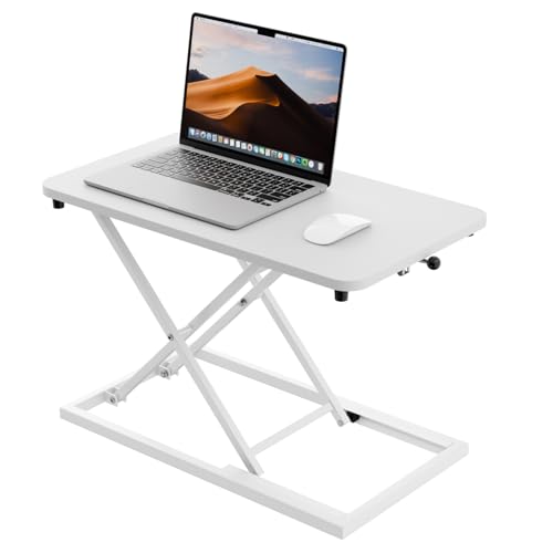 Standing Desk Converter Height Adjustable, Sit to Stand up Desk Riser Computer Workstation use in Laptop and Single Monitor Ergonomic Desktop Workstation for Home Office - White - size: White