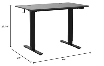Cubiker 40 x 24 Inch Standing Desk, Stand up Height Adjustable Home Office Electric Table, Sit Stand Desk with Splice Board, Black Frame & Black Desktop - color: Black, size: 40x24