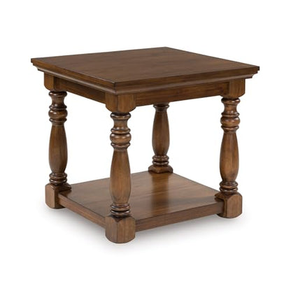 Signature Design by Ashley Sturlayne End Table, Traditional Rectangular Accent Table with Storage Lower Shelf, Hardwood Solids, Veneers, and MDF Substrates, for Living Room Couch, Dark Brown - color: Brown, style: End Table